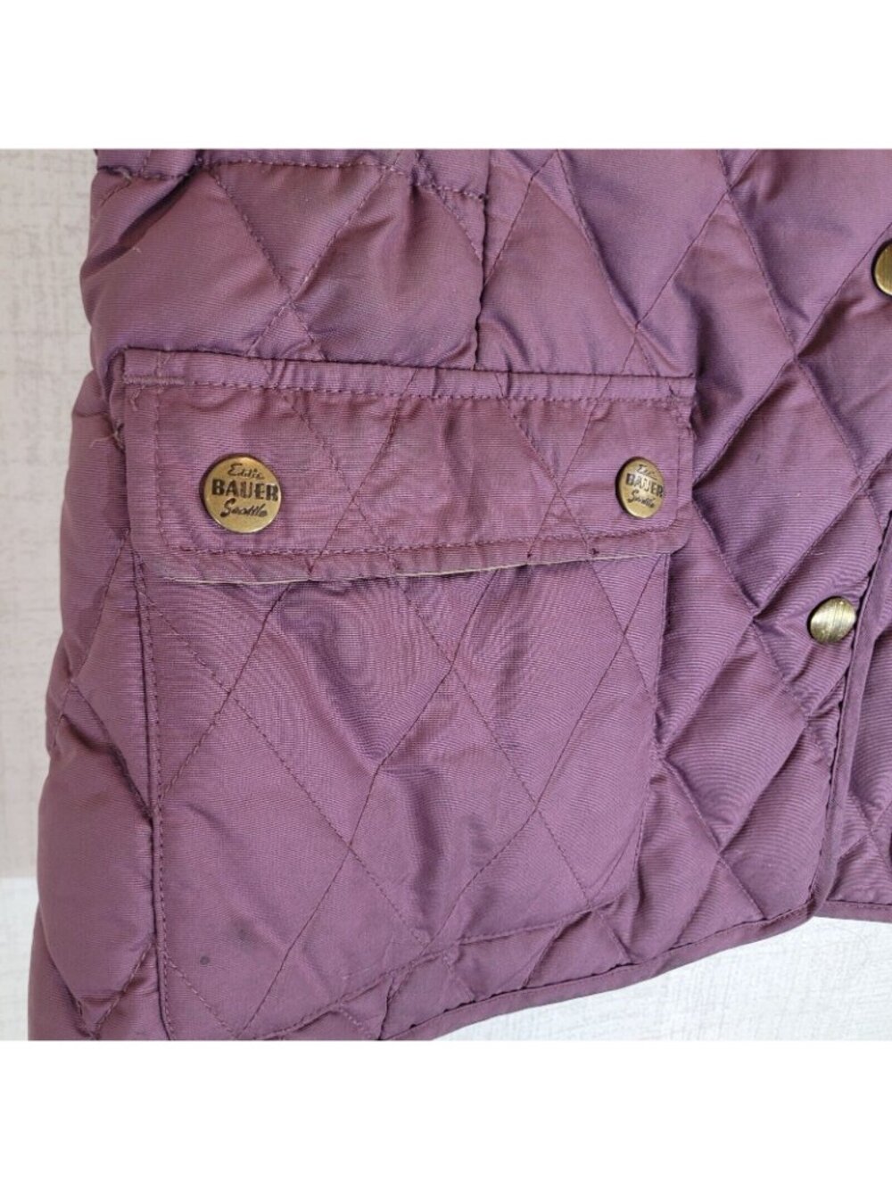 Eddie Bauer Goose Down Vest Womens Medium Purple Puffer Full Zip Quilted Pockets - Picture 2 of 10